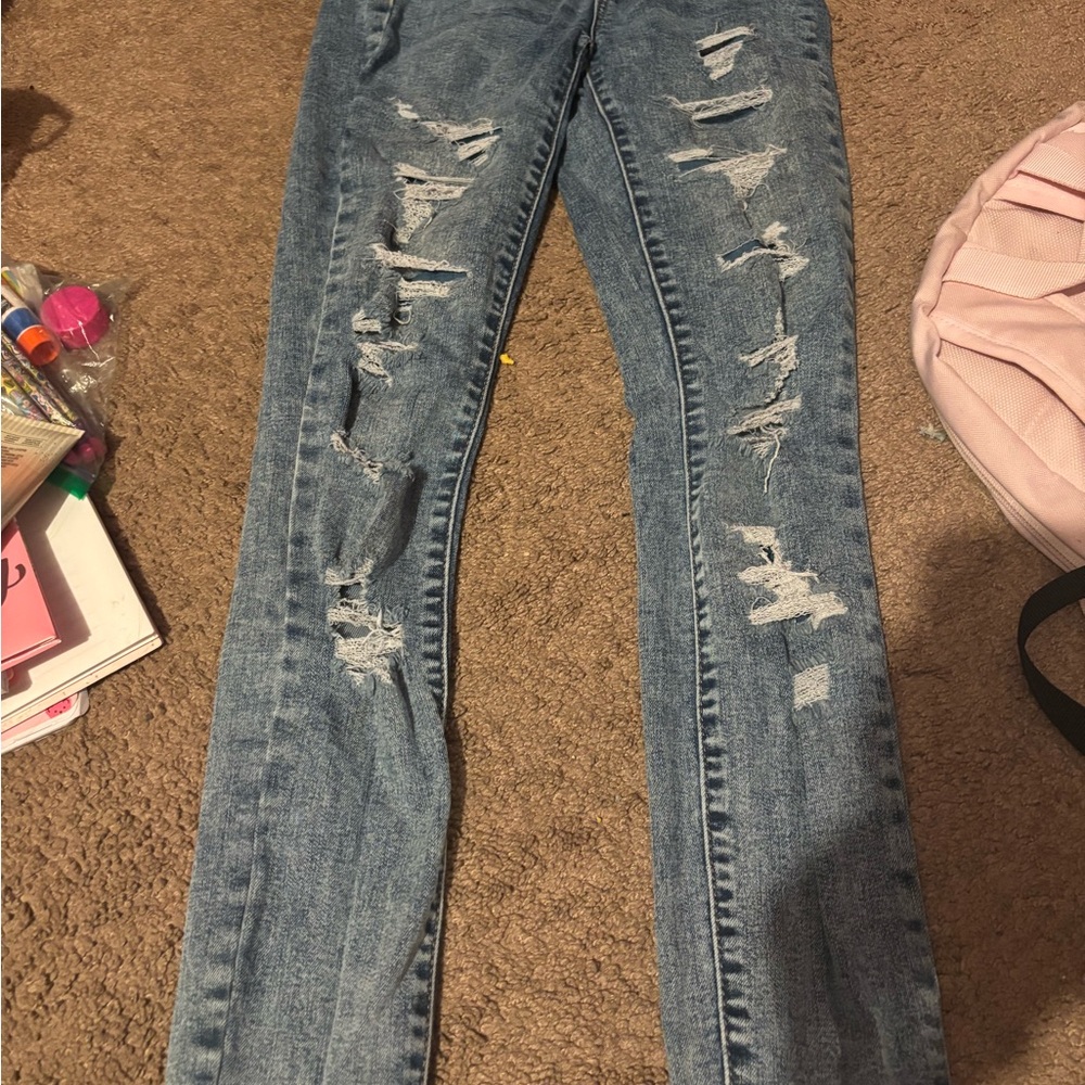 Target Women's Distressed Skinny Jeans - Blue